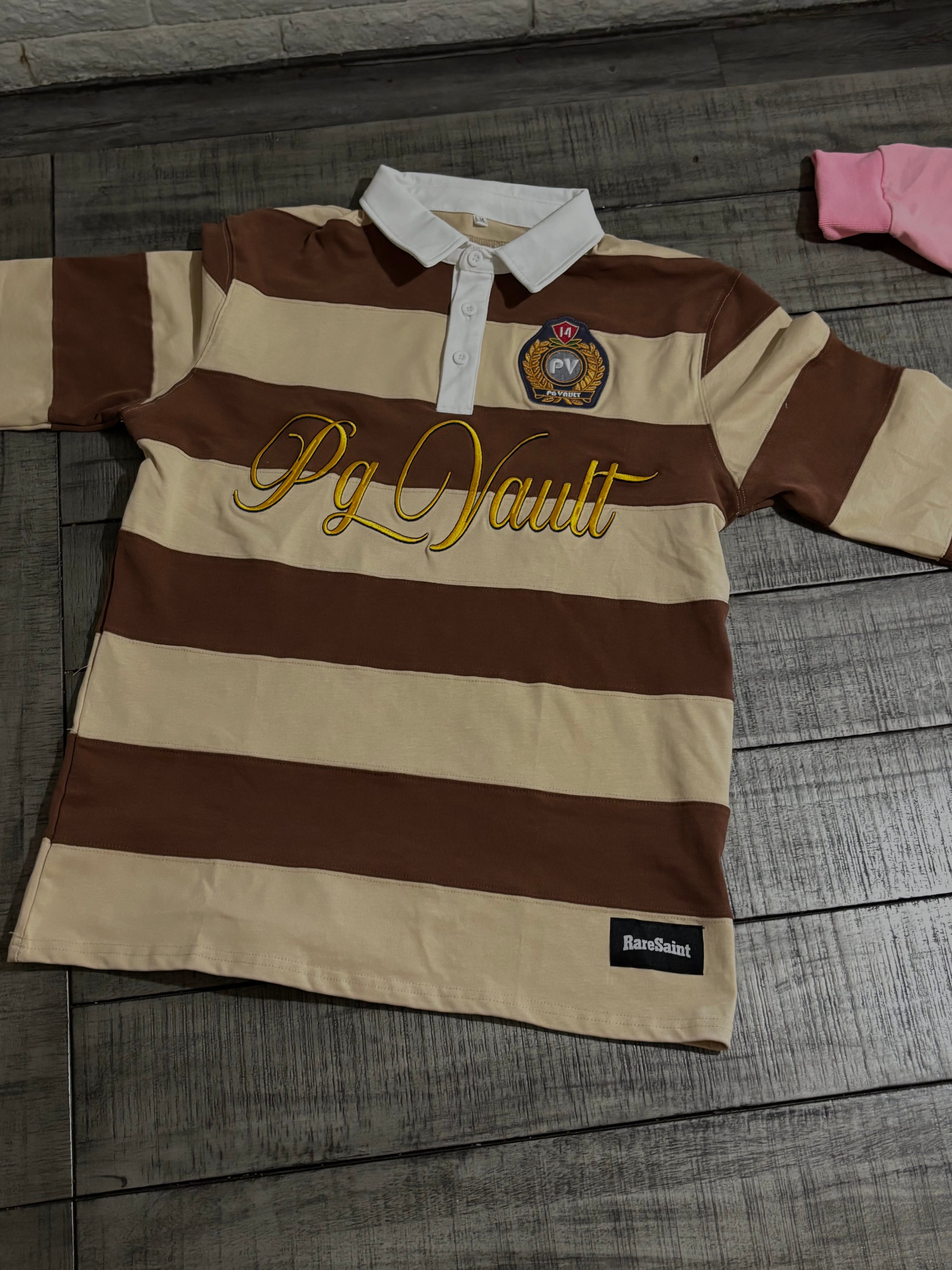 PG Vault Heritage Rugby Polo – Brown/Cream